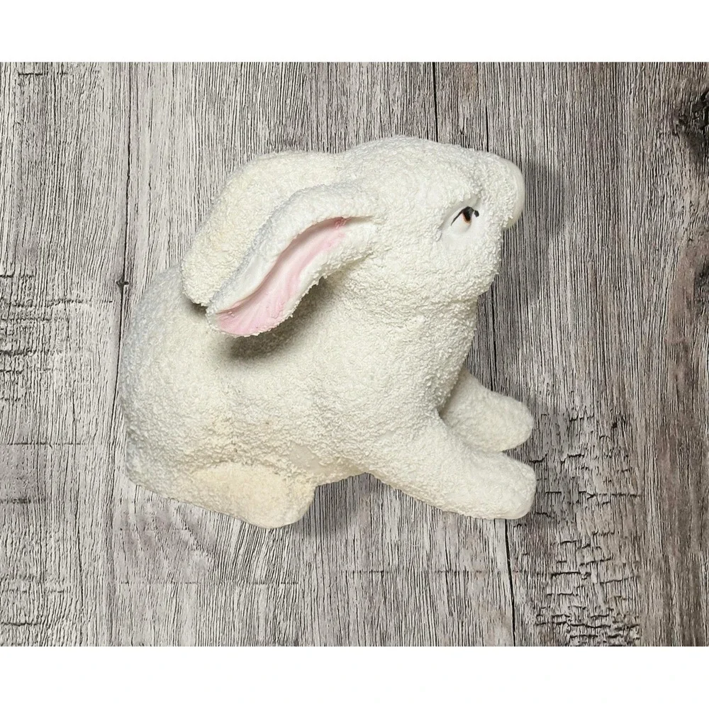 Set Of 2 Flocked(Sugared) Porcelain Bunnies 4